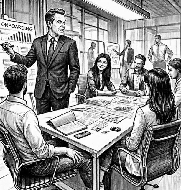 An onboarding session for a new venture team