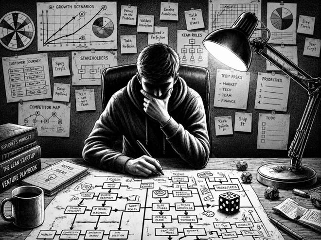A venture builder working through a decision map